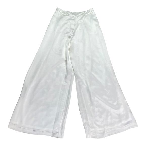 Anna Quan NWT Ivory Satin Mateo Wide Leg Pleated Pants Size 10 AU 6 US - Picture 4 of 6